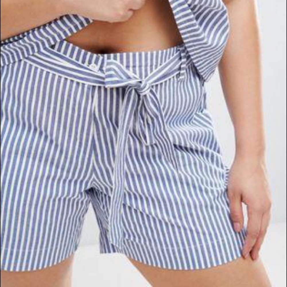 ASOS Junarose Blue/White Stripe Woven Short sz22